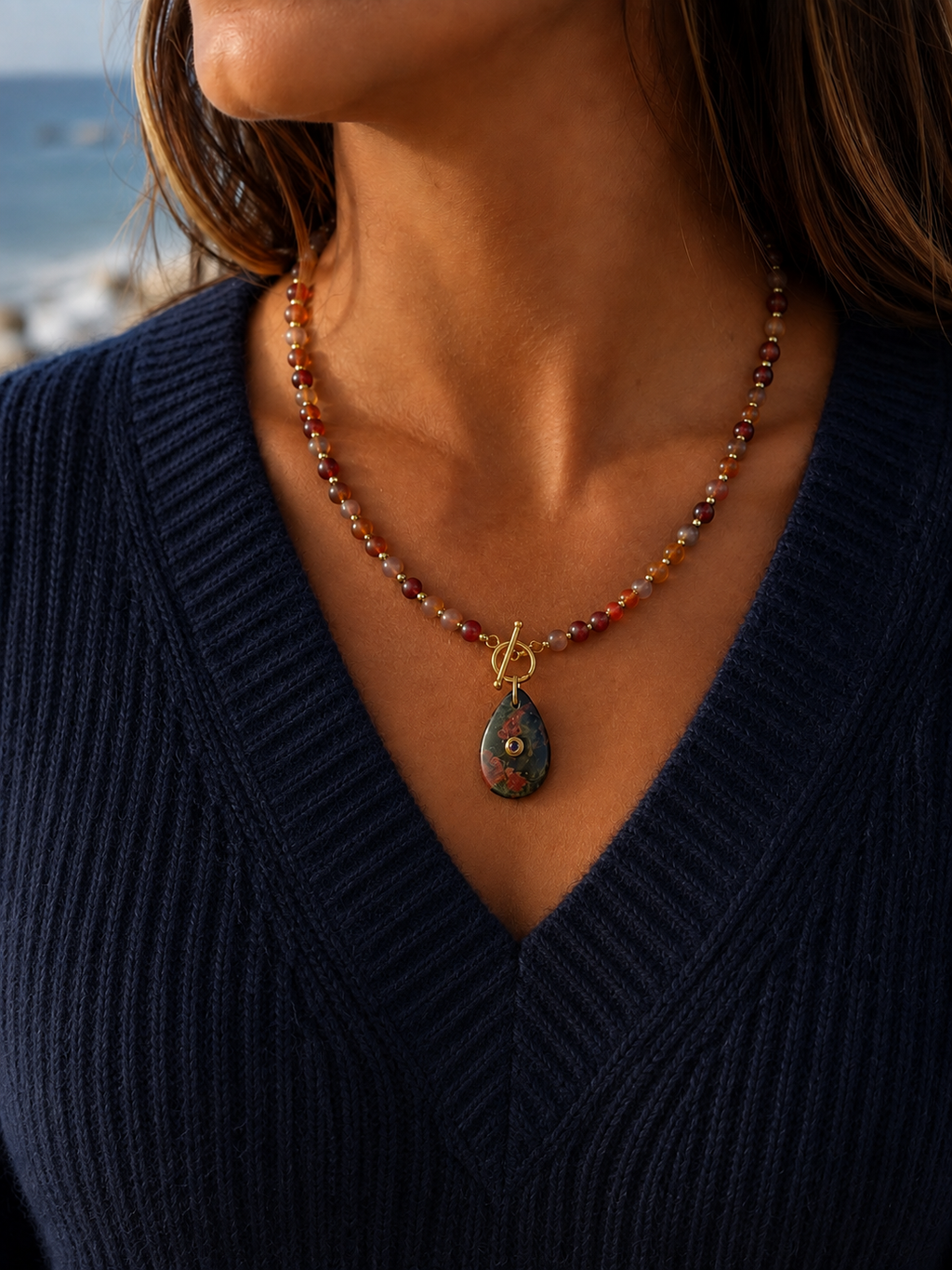 Multicolored glass beaded necklaces
