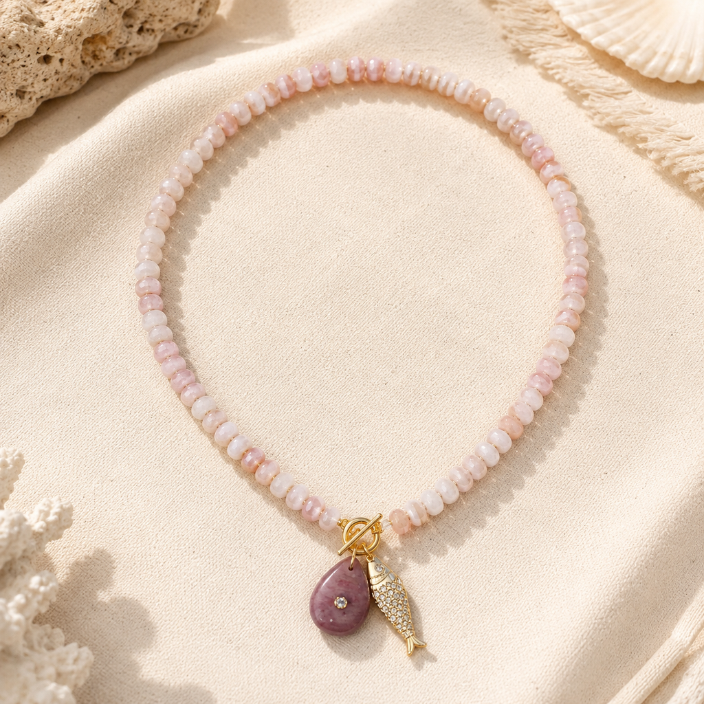 Light pink stone necklace