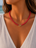 Pink and orange beaded necklace