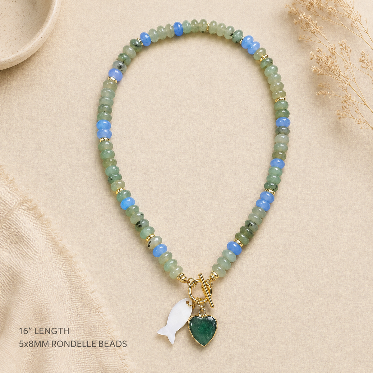 Green and blue stone necklace