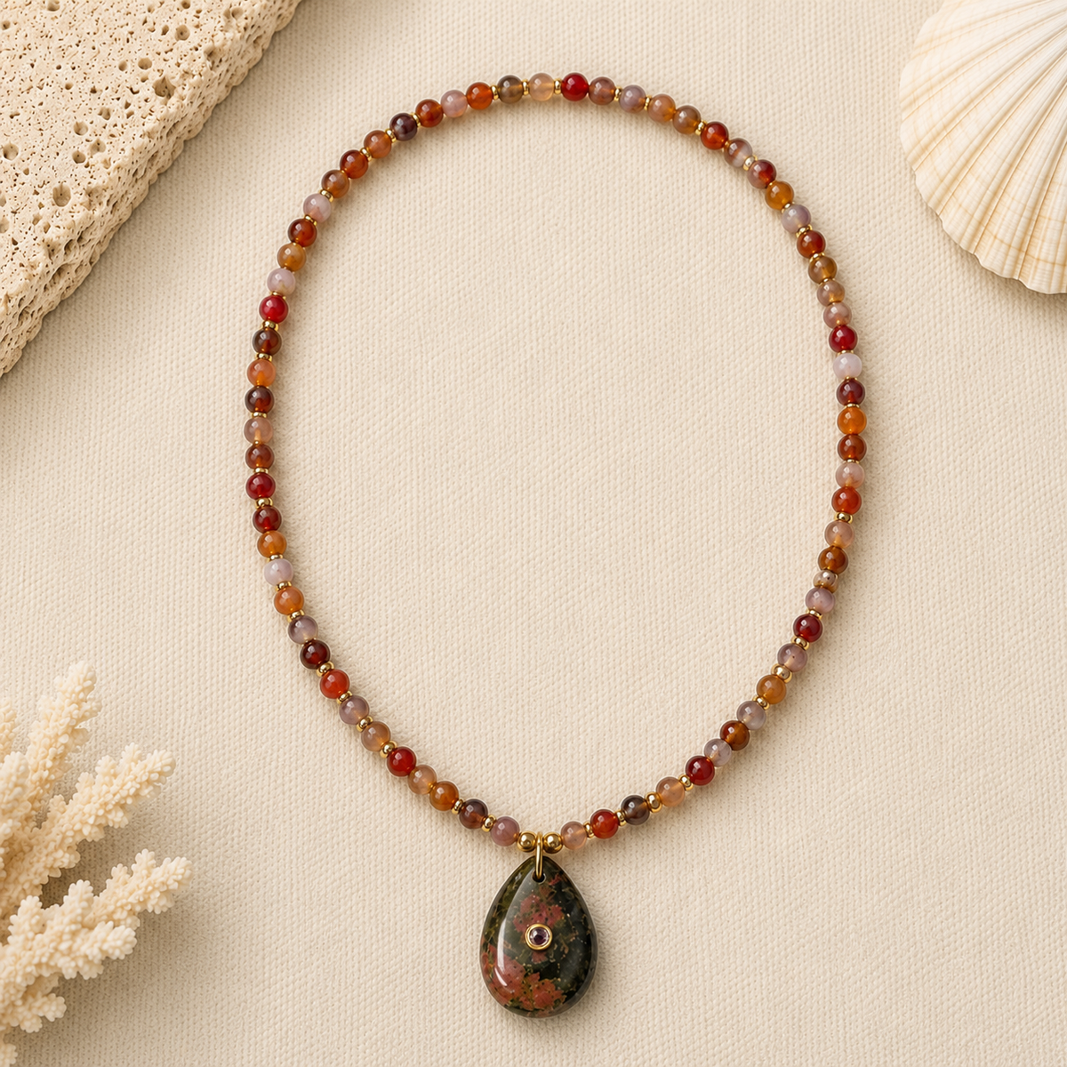 Multicolored glass beaded necklaces