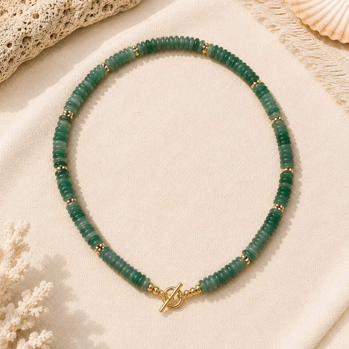 Green semi precious stone necklace