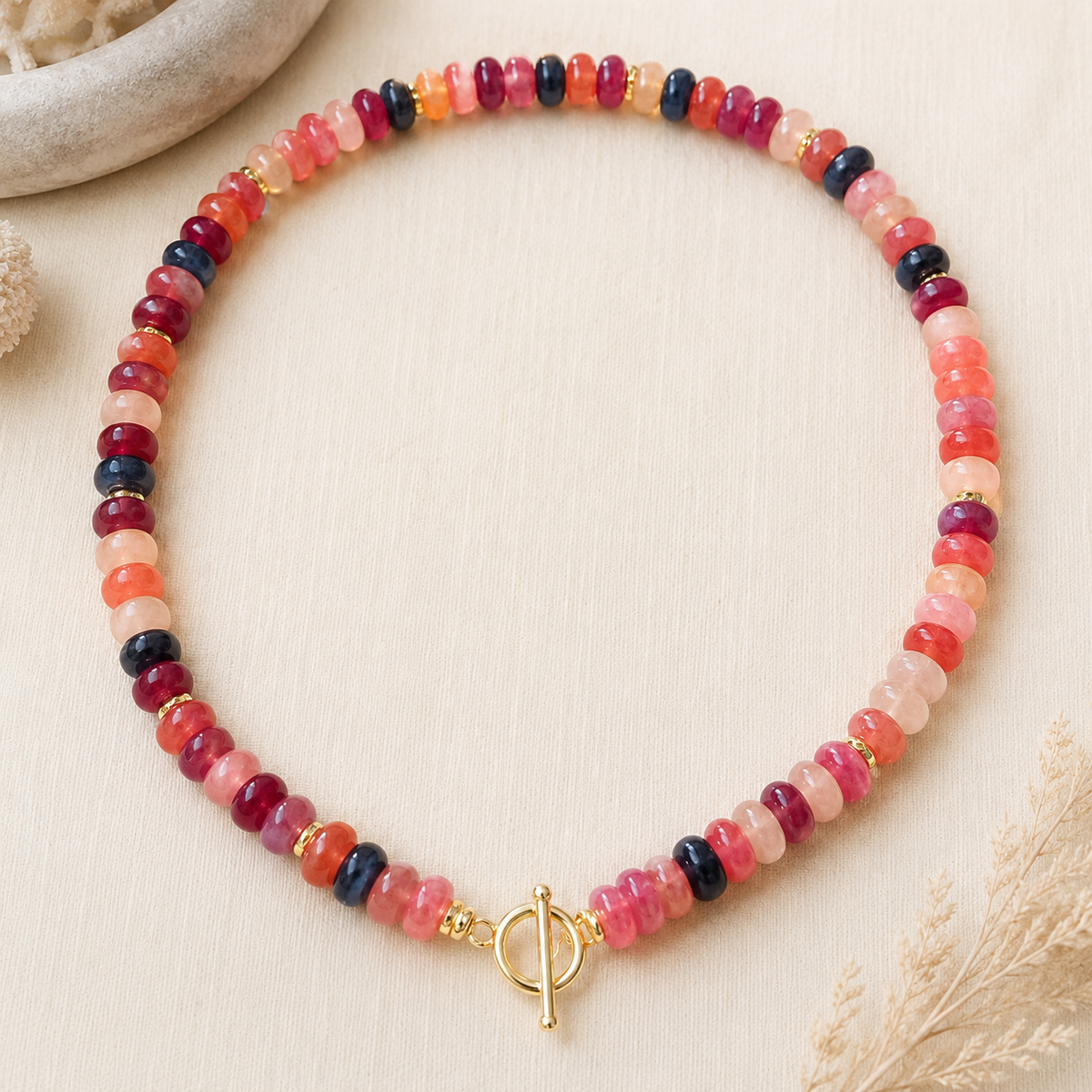Multicolored amazonite stone necklace