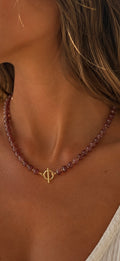 Brown gemstone clasp necklace